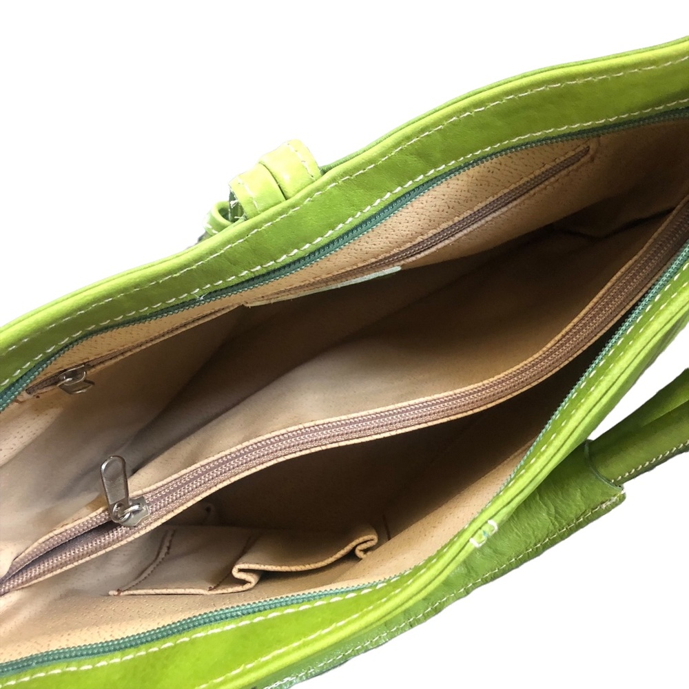 Green Leather Italian Shoulder Bag Purse - Picture 9 of 9